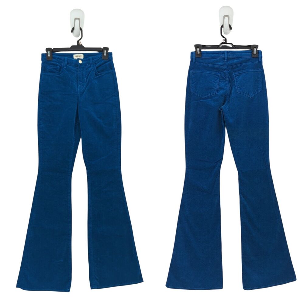L'agence Women 24 Marty Velvet Jean Deep Lagoon Blue Flare Leg High Rise Stretch